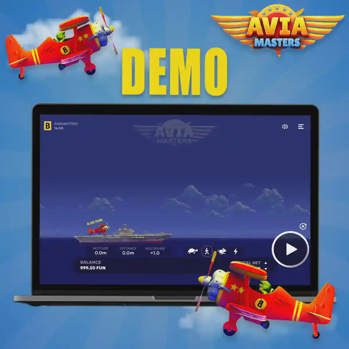 The Avia Masters demo mode interface at 1win casino.